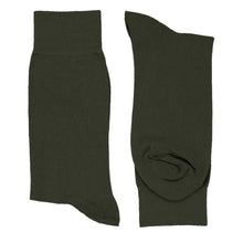 Load image into Gallery viewer, Pair of olive green socks, folded, on a white background