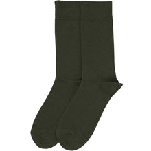 Load image into Gallery viewer, Pair of dark olive green socks on a white background