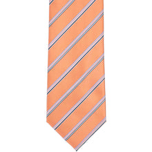 Load image into Gallery viewer, Orange tie with diagonal blue and gray stripes on a white background