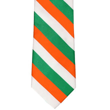 Load image into Gallery viewer, Tie with green, orange, and white diagonal stripes