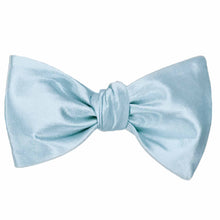 Load image into Gallery viewer, Pale blue self-tie bow tie, tied