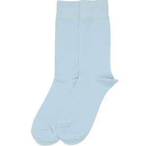 A pair of men's pale blue socks, laid out flat