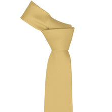 Load image into Gallery viewer, Knot on a pale gold herringbone necktie on a white background