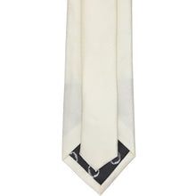 Load image into Gallery viewer, The back of an off-white (pearl) necktie with a subtle herringbone texture.