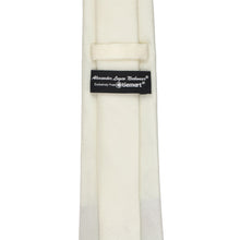 Load image into Gallery viewer, An off-white (pearl) herringbone necktie with a label reading 'Alexander Logan Neckwear' and 'exclusively from TieMart'.