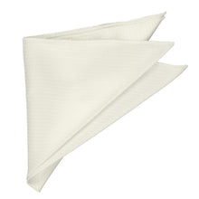 Load image into Gallery viewer, An off-white  or pearl textured herringbone fabric pocket square folded into a triangle, shown on a plain white background.