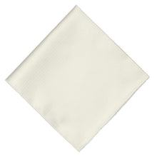 Load image into Gallery viewer, An off-white or pearl-colored fabric pocket square, with a herringbone texture.