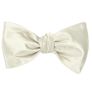 Pearl self-tie bow tie, tied