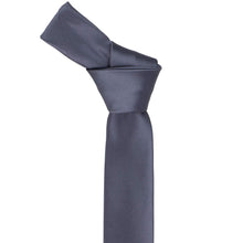 Load image into Gallery viewer, The knot on a pewter colored skinny necktie