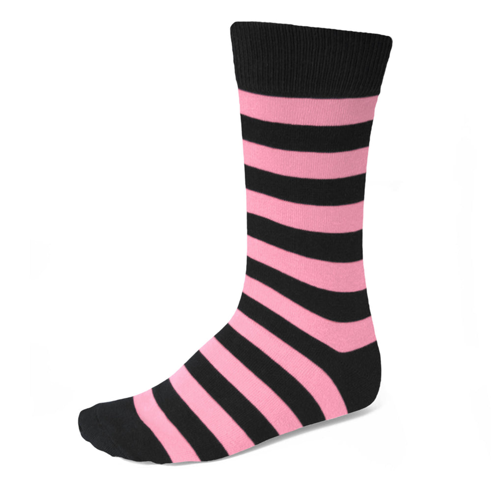 A pink and black striped sock for men