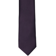 Load image into Gallery viewer, The front of a plum slim tie, laid out flat