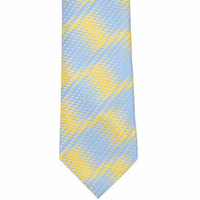 Load image into Gallery viewer, The front of a powder blue and yellow geometric pattern tie
