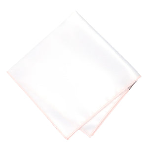 A white tipped pocket square with princess pink edges
