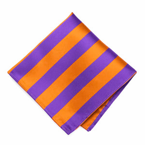 Purple and orange striped pocket square