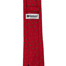 Load image into Gallery viewer, Red tie with green polka dots and a visible brand label on a white background