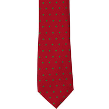 Load image into Gallery viewer, Red tie, flat, with green polka dots on a white background