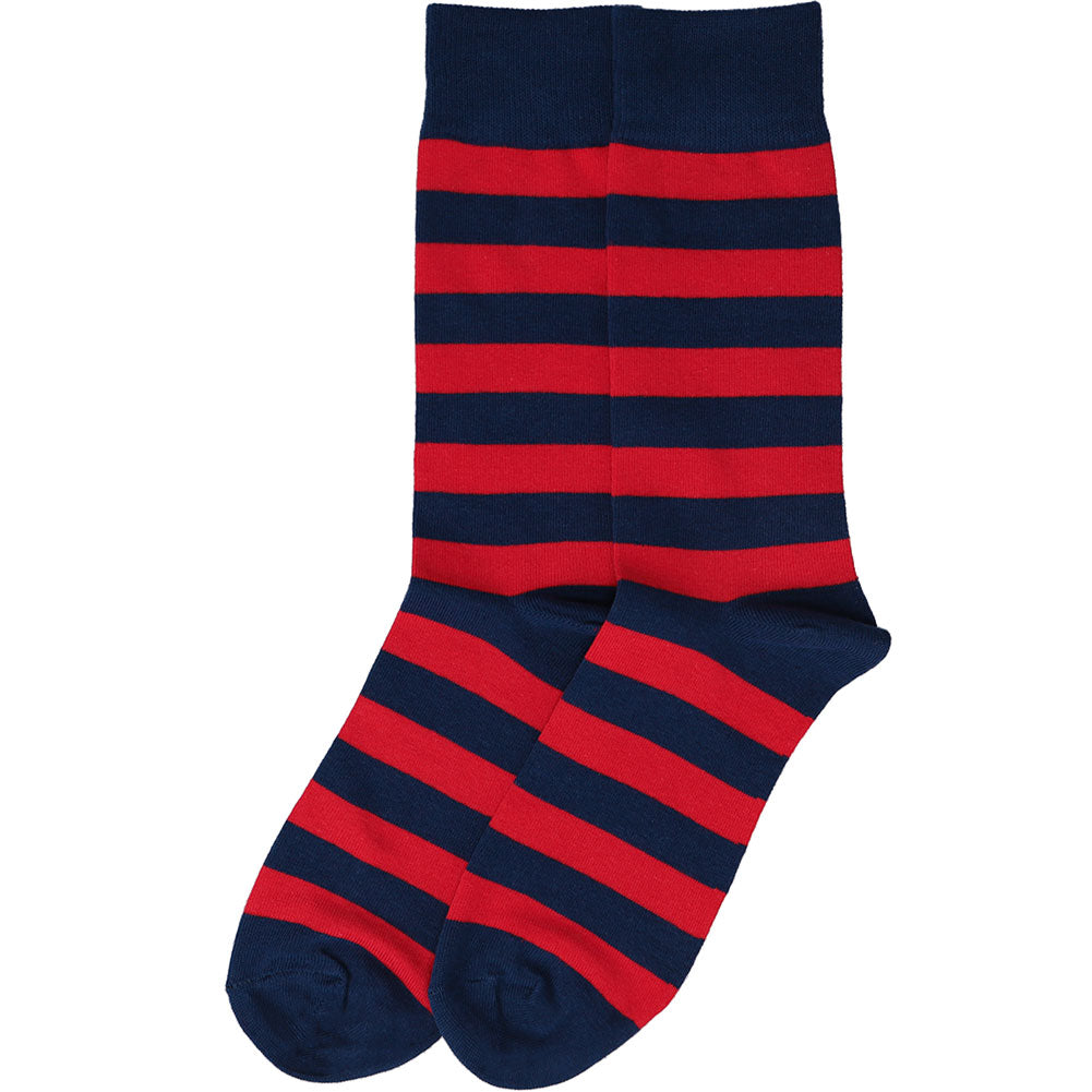 Men's Red and Navy Blue Striped Socks | Shop at TieMart – TieMart, Inc.