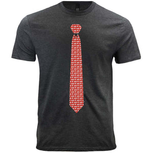 Gray t-shirt with a red basketball tie design