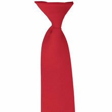 Load image into Gallery viewer, The front top knot on a red clip-on uniform tie