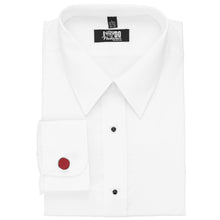 Load image into Gallery viewer, Red cufflinks on a white tuxedo shirt