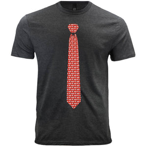 Gray men's t-shirt with a red football coach necktie design