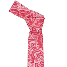 Load image into Gallery viewer, Knot on a red paisley slim tie
