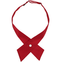 Load image into Gallery viewer, Red crossover tie with a pearl snap and pointed ends
