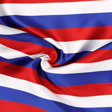 Load image into Gallery viewer, Closeup of the material on a red, white and blue striped scarf