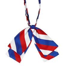 Load image into Gallery viewer, Red, white and blue floppy bow tie, hanging to show style