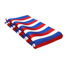Load image into Gallery viewer, Folded red, white and blue striped scarf