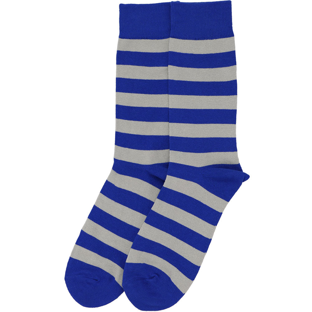 Men's Royal Blue and Silver Striped Socks TieMart