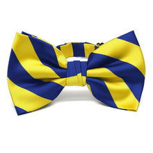 Load image into Gallery viewer, Royal blue and yellow striped bow tie
