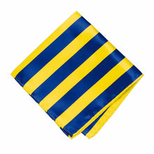 Load image into Gallery viewer, A royal blue and yellow striped pocket square