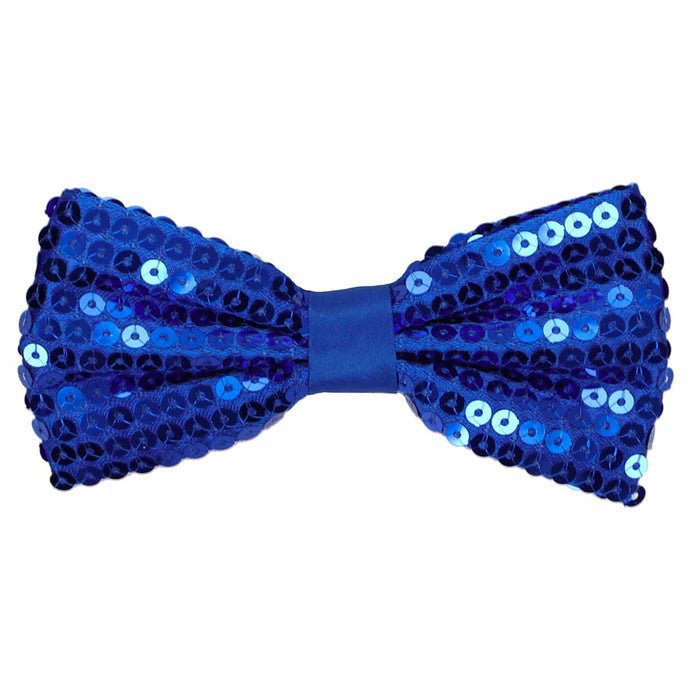 A royal blue sequin pre-tied bow tie