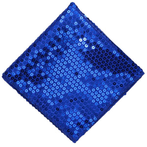 A royal blue pocket square covered in matching sequins