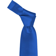 Load image into Gallery viewer, Royal blue necktie, knotted and close to show the rich color and subtle ribbed texture