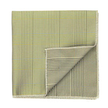 Load image into Gallery viewer, Lemon yellow glen plaid pocket square with the corner folded up