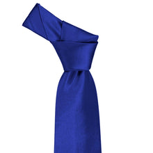Load image into Gallery viewer, Knot on a tied sapphire blue necktie