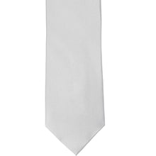Load image into Gallery viewer, The front of a silver solid tie, laid flat