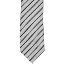 Load image into Gallery viewer, Striped tie with black and gray diagonal pattern on a white background