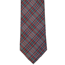 Load image into Gallery viewer, Front of a classic plaid tie in spruce, crimson red, and white, on a white background