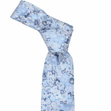 Load image into Gallery viewer, Dusty blue floral-patterned knotted tie on a white background