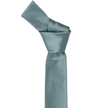 Load image into Gallery viewer, The knot on a skinny stormy gray tie