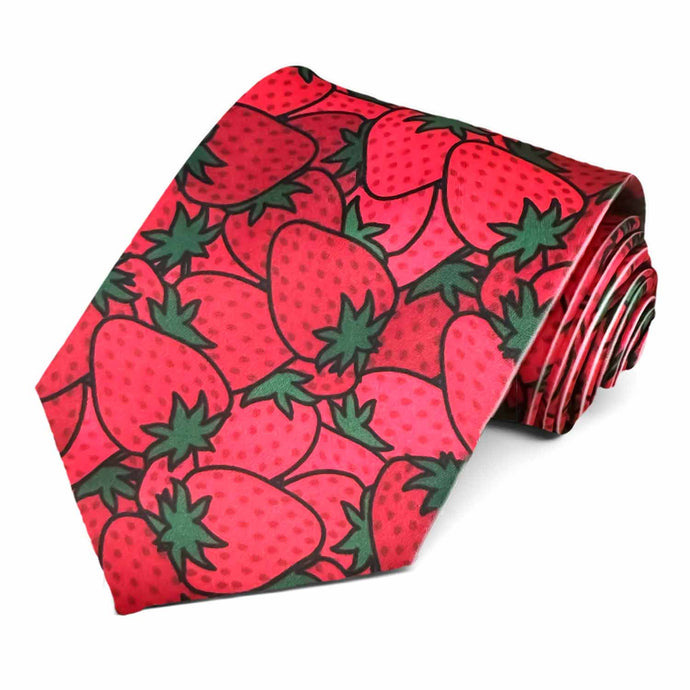 A novelty tie with large strawberries all over