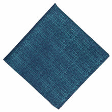 Load image into Gallery viewer, A pocket square in teal blue blue textured fabric on a plain white background