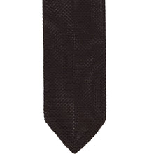 Load image into Gallery viewer, Front of a truffle brown textured knit tie with a pointed tip
