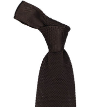 Load image into Gallery viewer, Knotted collar on a truffle brown knit tie