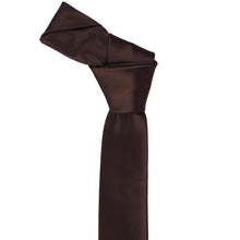 Load image into Gallery viewer, The knot on a skinny truffle brown tie