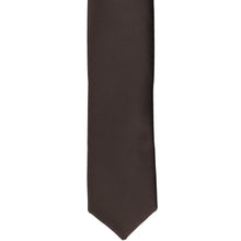 Load image into Gallery viewer, The front of a truffle brown skinny tie, laid flat