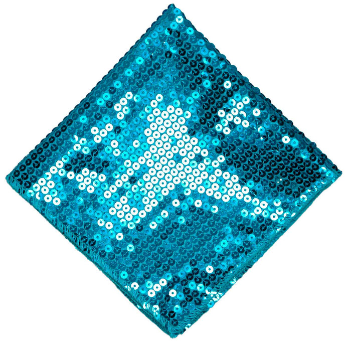 A turquoise sequin pocket square